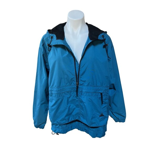 Nike ACG Blue Nylon Pullover Windbreaker Jacket With Hood & Pockets Size L 12-14 - Picture 8 of 8